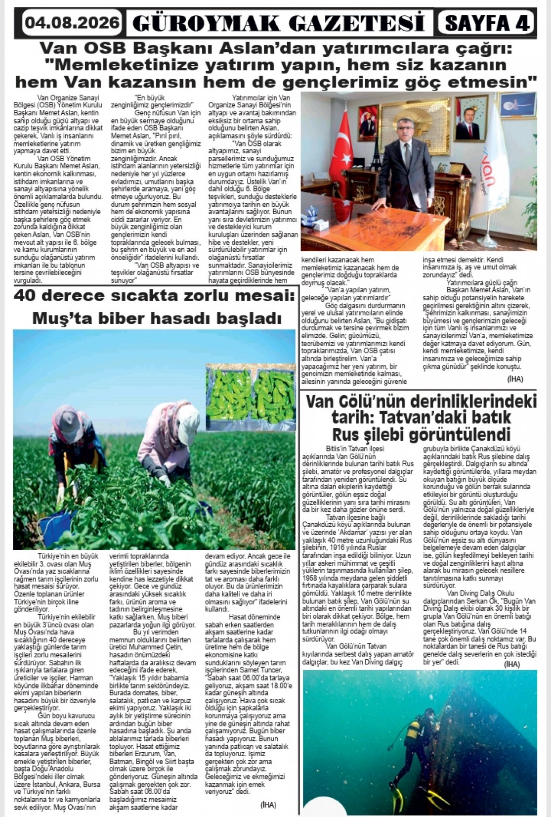Güroymak Gazetesi  Sayılı Gazete Küpürü