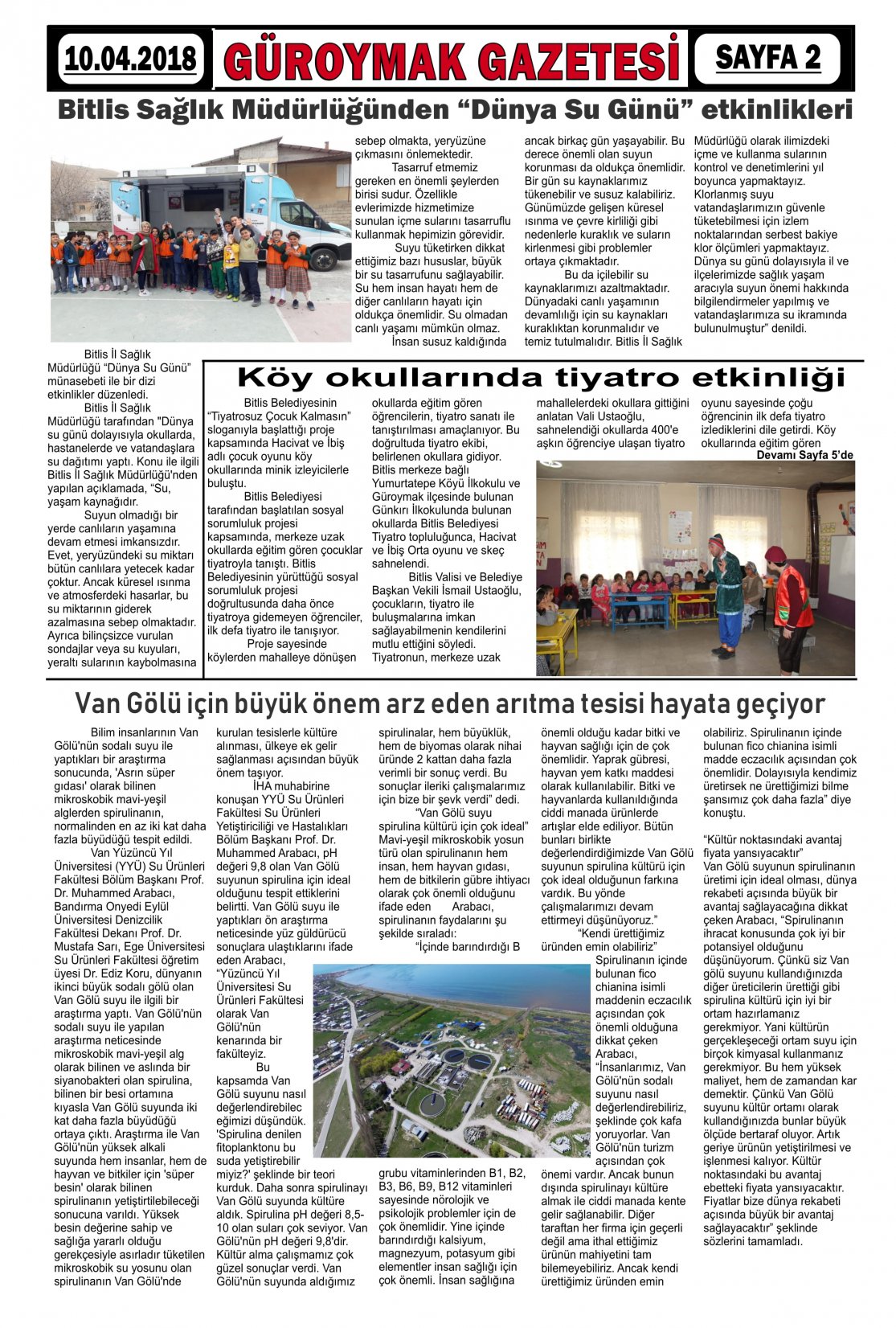 Güroymak Gazetesi  Sayılı Gazete Küpürü