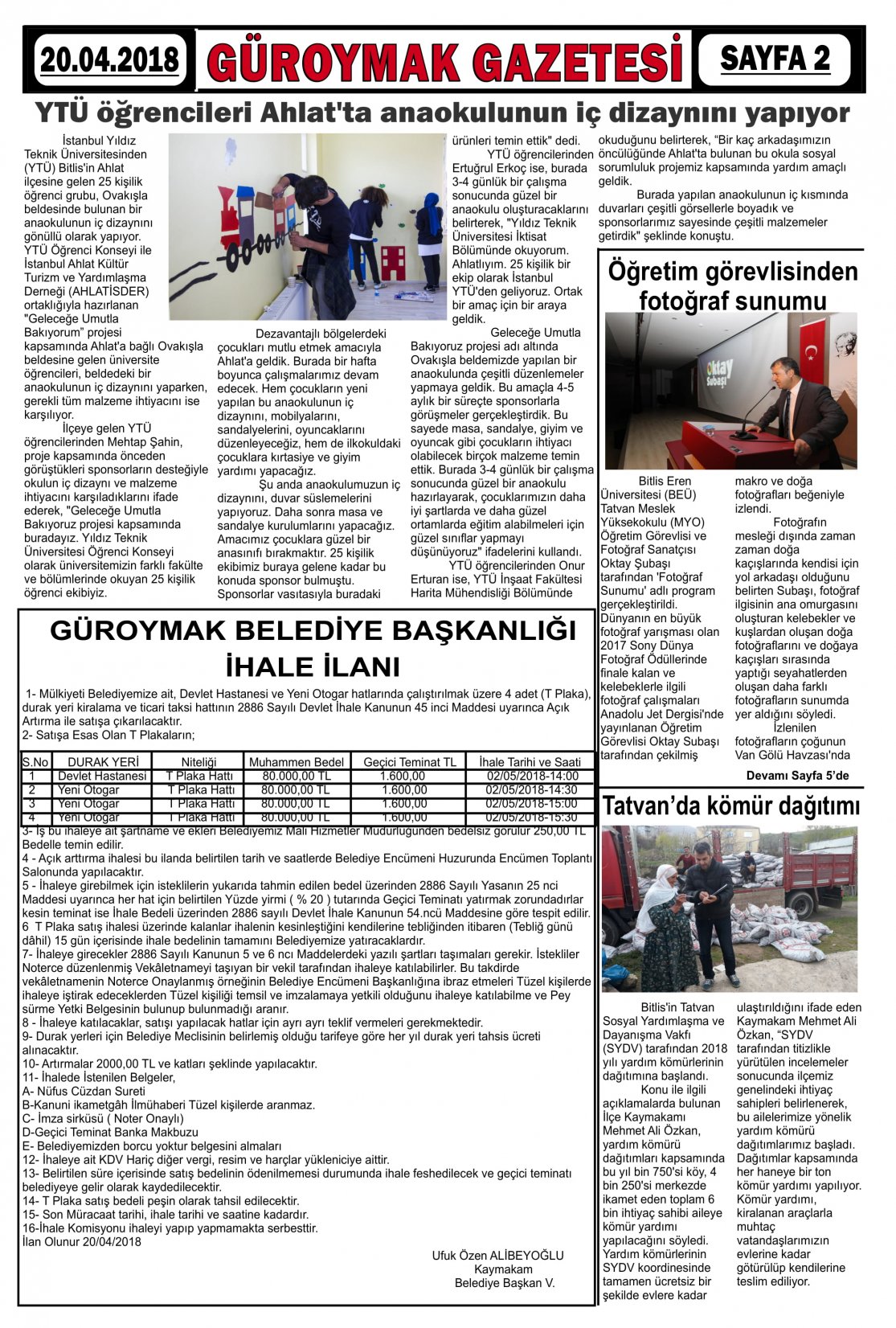 Güroymak Gazetesi  Sayılı Gazete Küpürü
