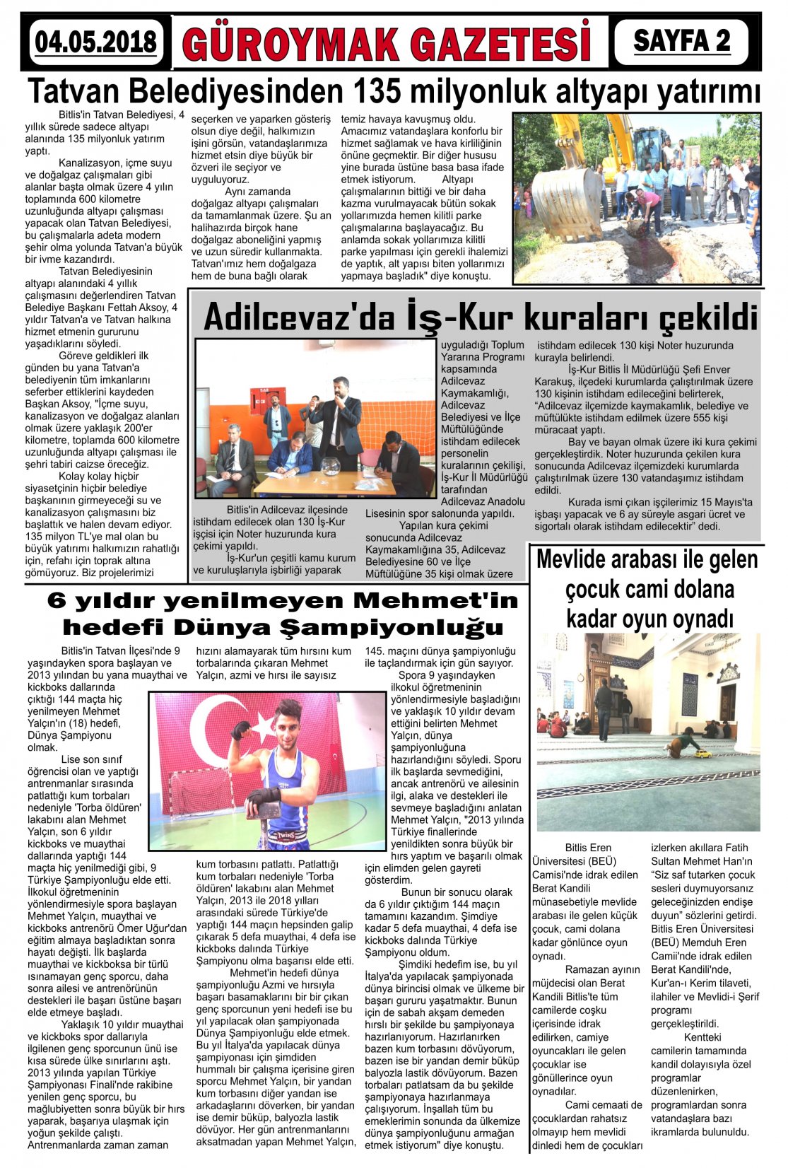 Güroymak Gazetesi  Sayılı Gazete Küpürü