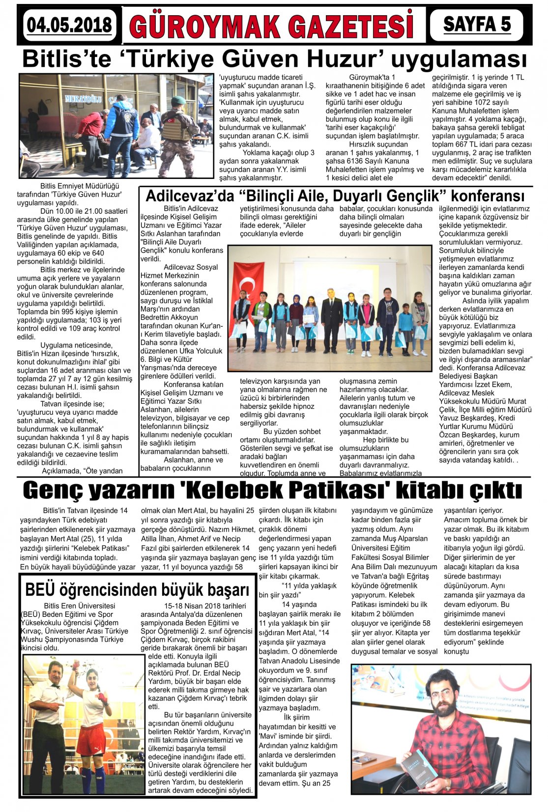 Güroymak Gazetesi  Sayılı Gazete Küpürü