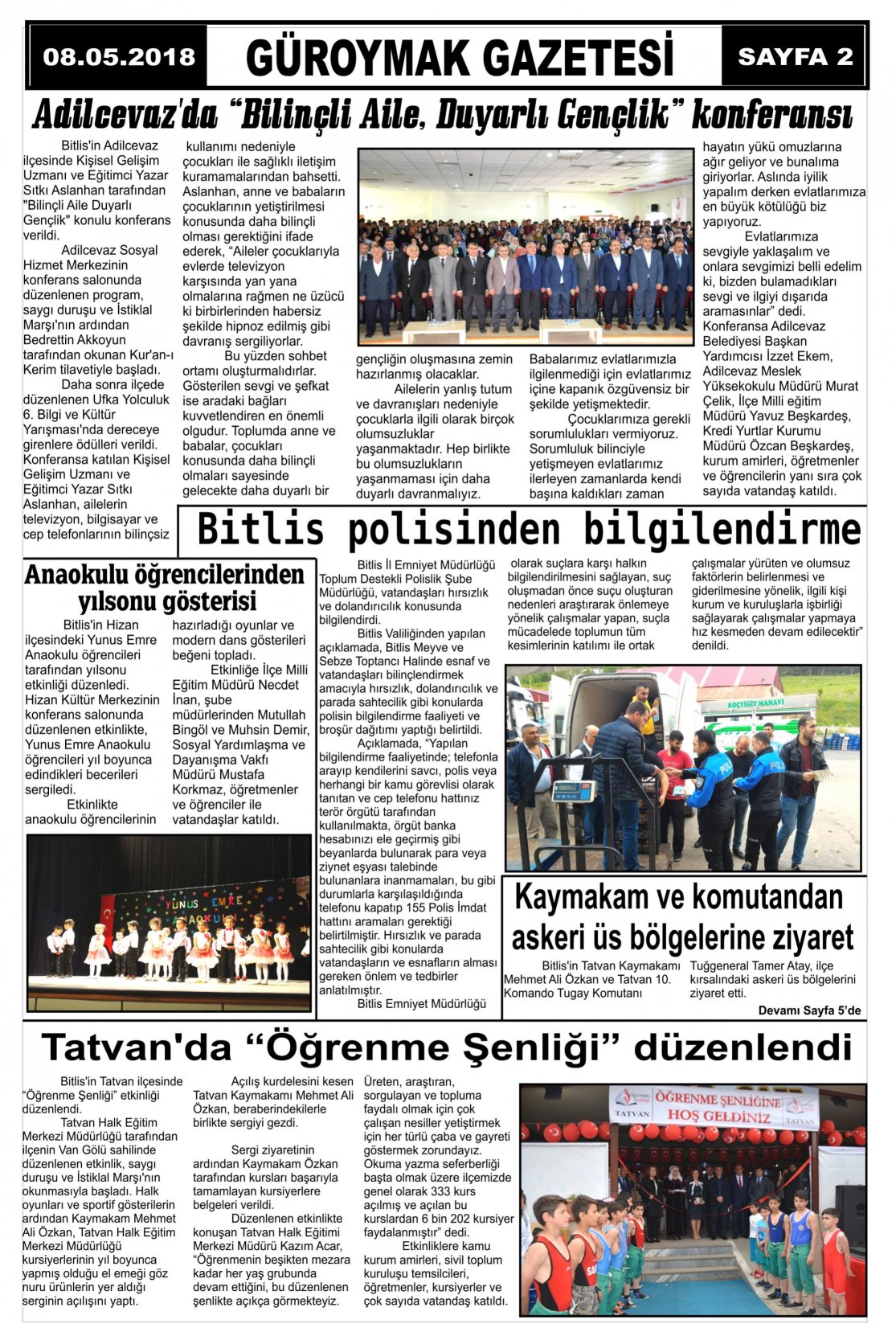 Güroymak Gazetesi  Sayılı Gazete Küpürü