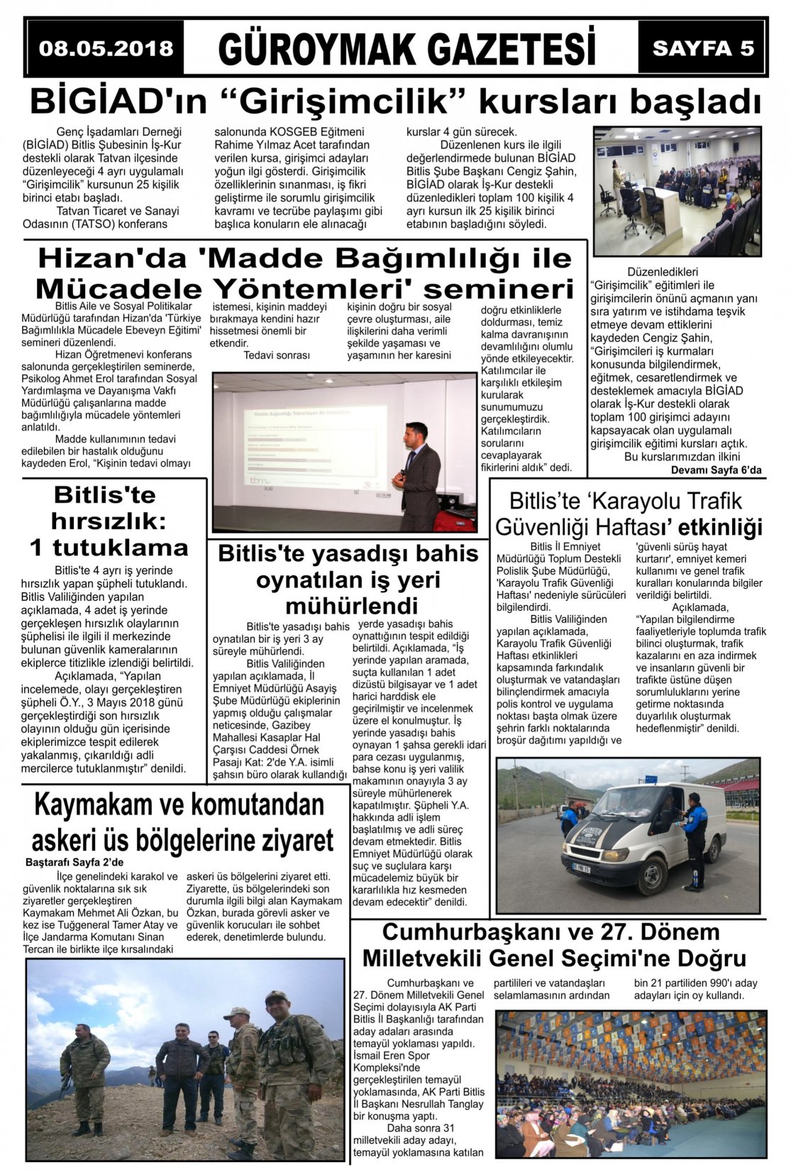 Güroymak Gazetesi  Sayılı Gazete Küpürü