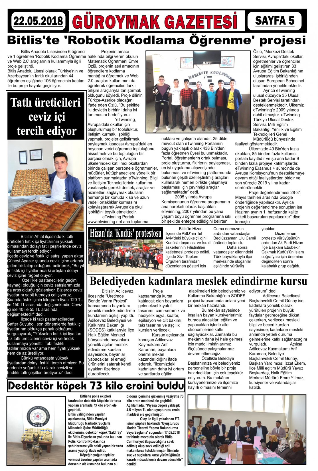 Güroymak Gazetesi  Sayılı Gazete Küpürü