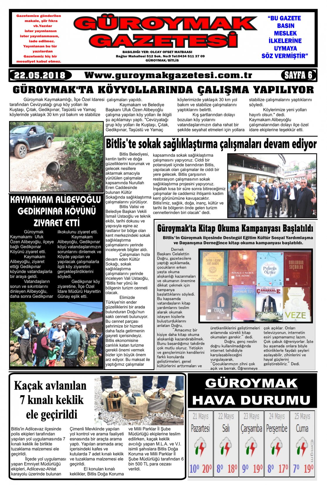Güroymak Gazetesi  Sayılı Gazete Küpürü