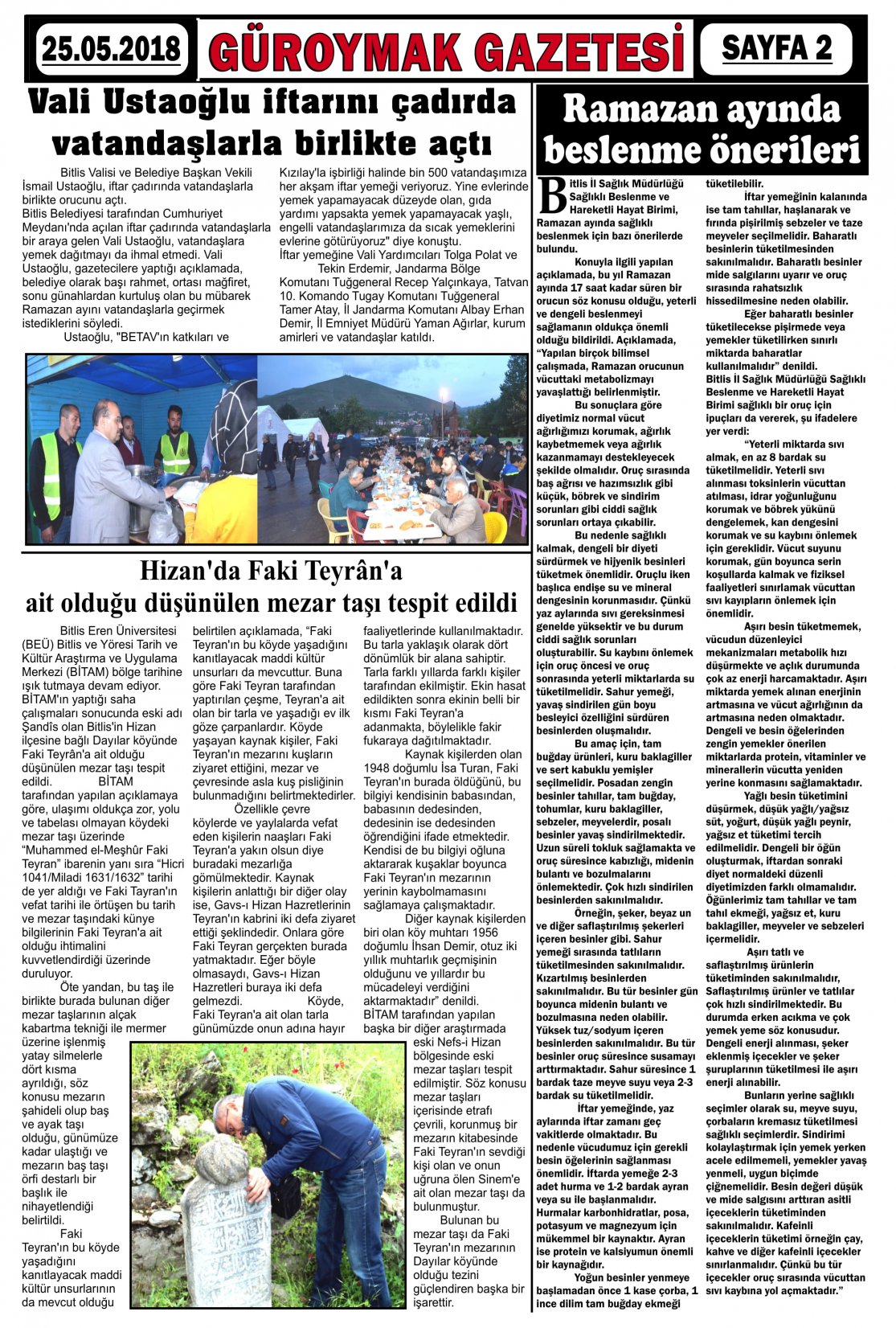 Güroymak Gazetesi  Sayılı Gazete Küpürü