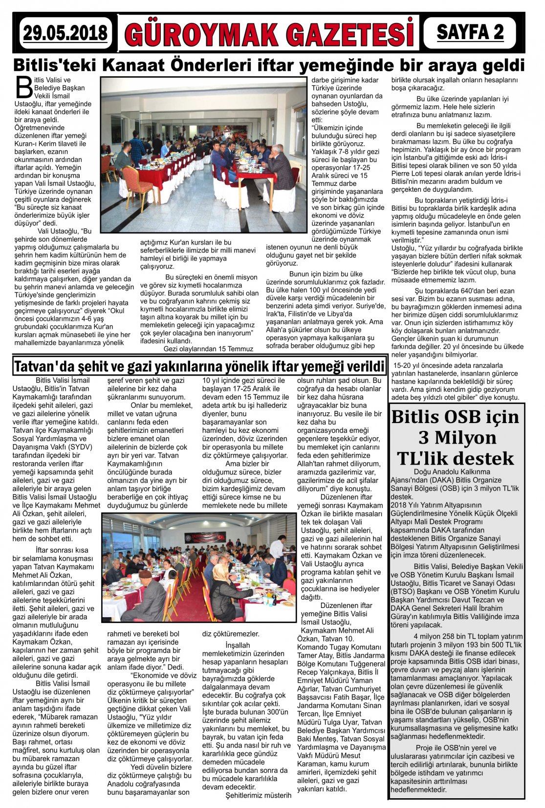 Güroymak Gazetesi  Sayılı Gazete Küpürü