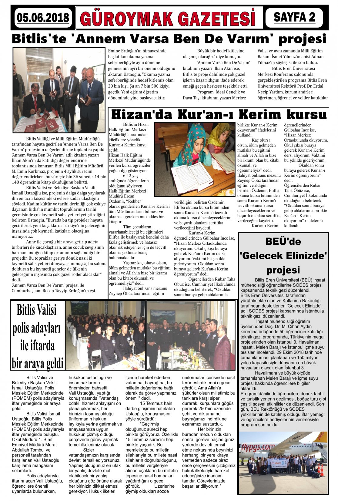 Güroymak Gazetesi  Sayılı Gazete Küpürü