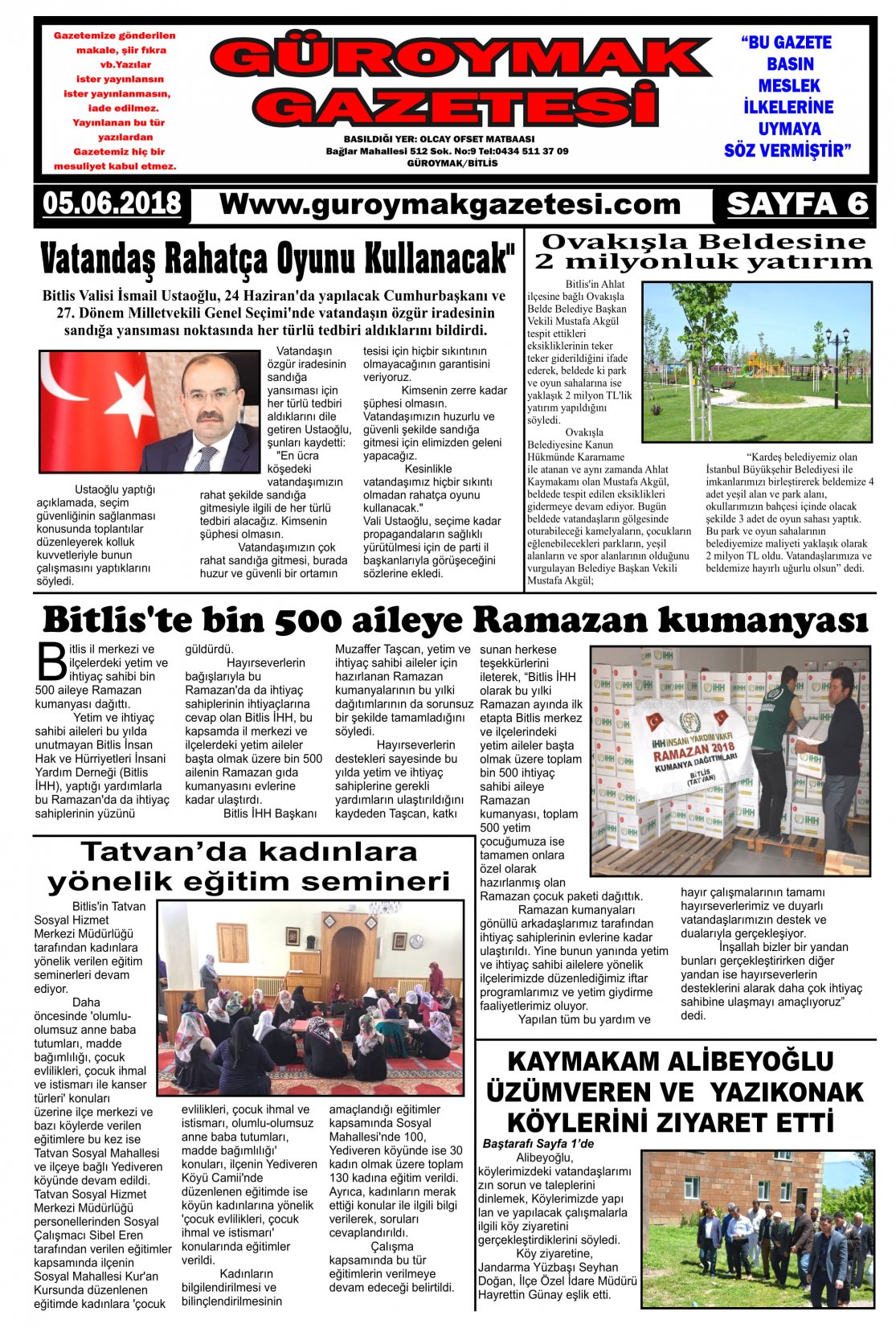 Güroymak Gazetesi  Sayılı Gazete Küpürü