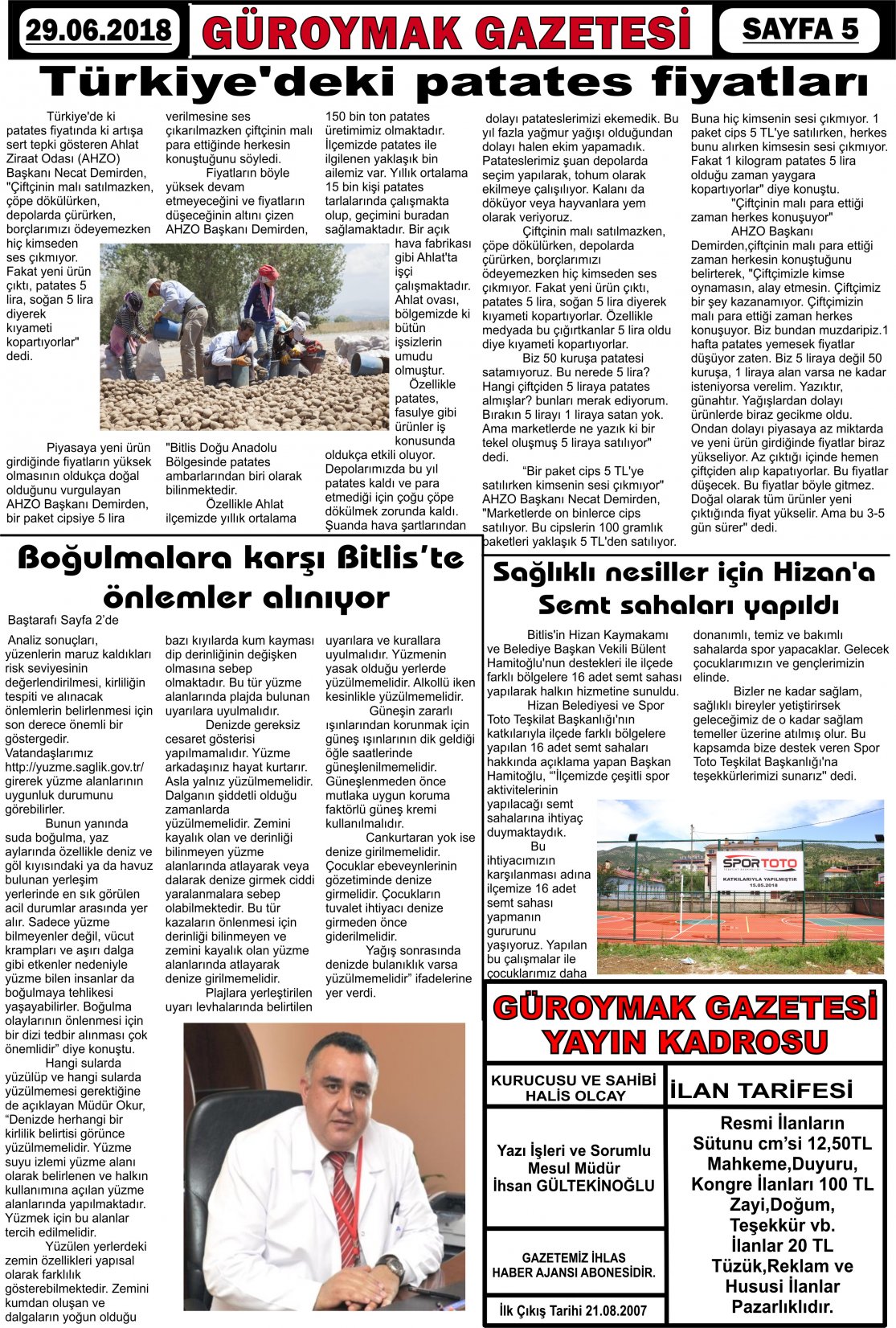 Güroymak Gazetesi  Sayılı Gazete Küpürü