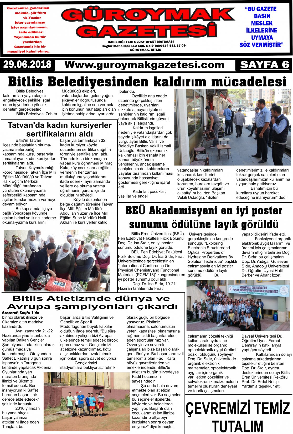Güroymak Gazetesi  Sayılı Gazete Küpürü
