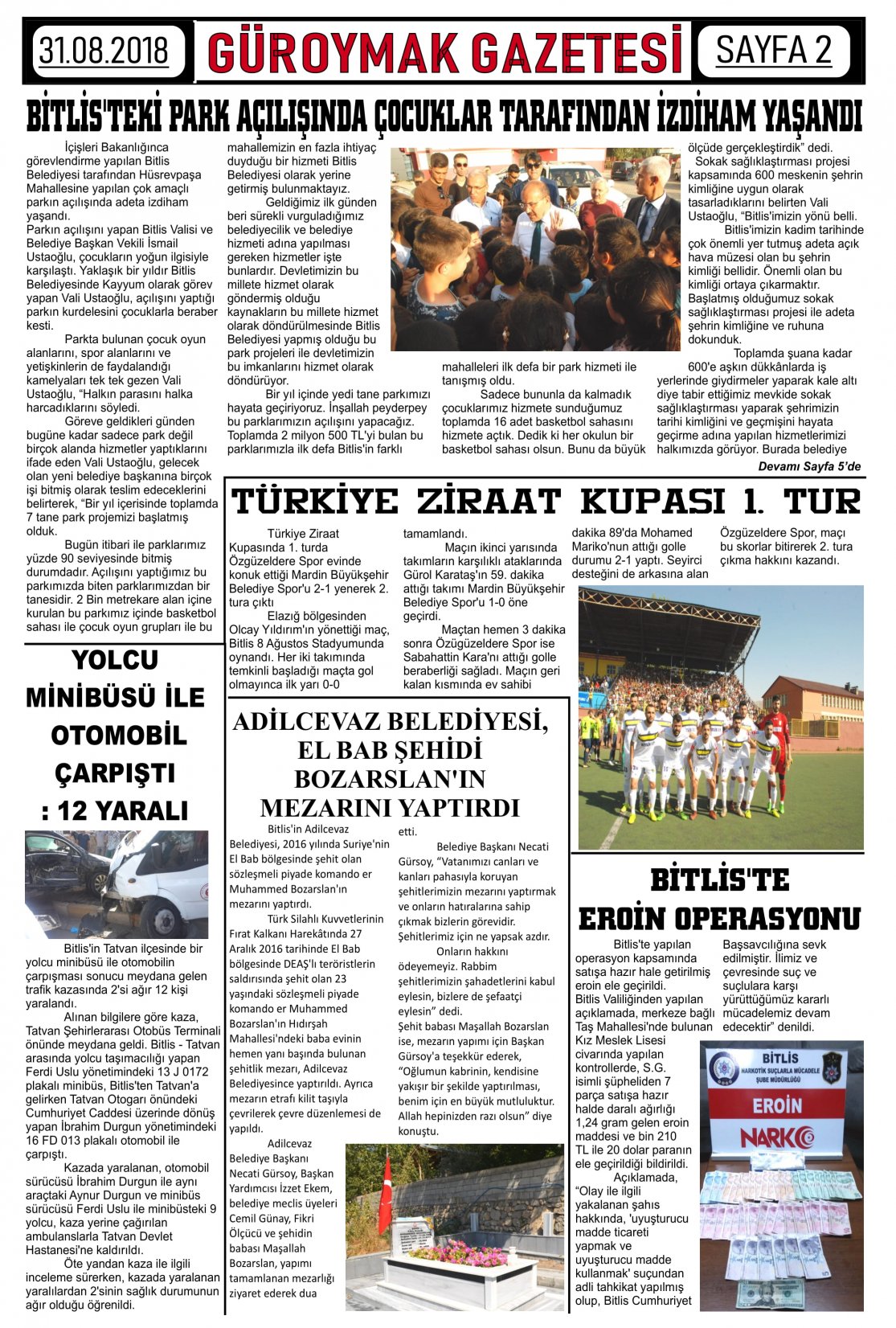 Güroymak Gazetesi  Sayılı Gazete Küpürü