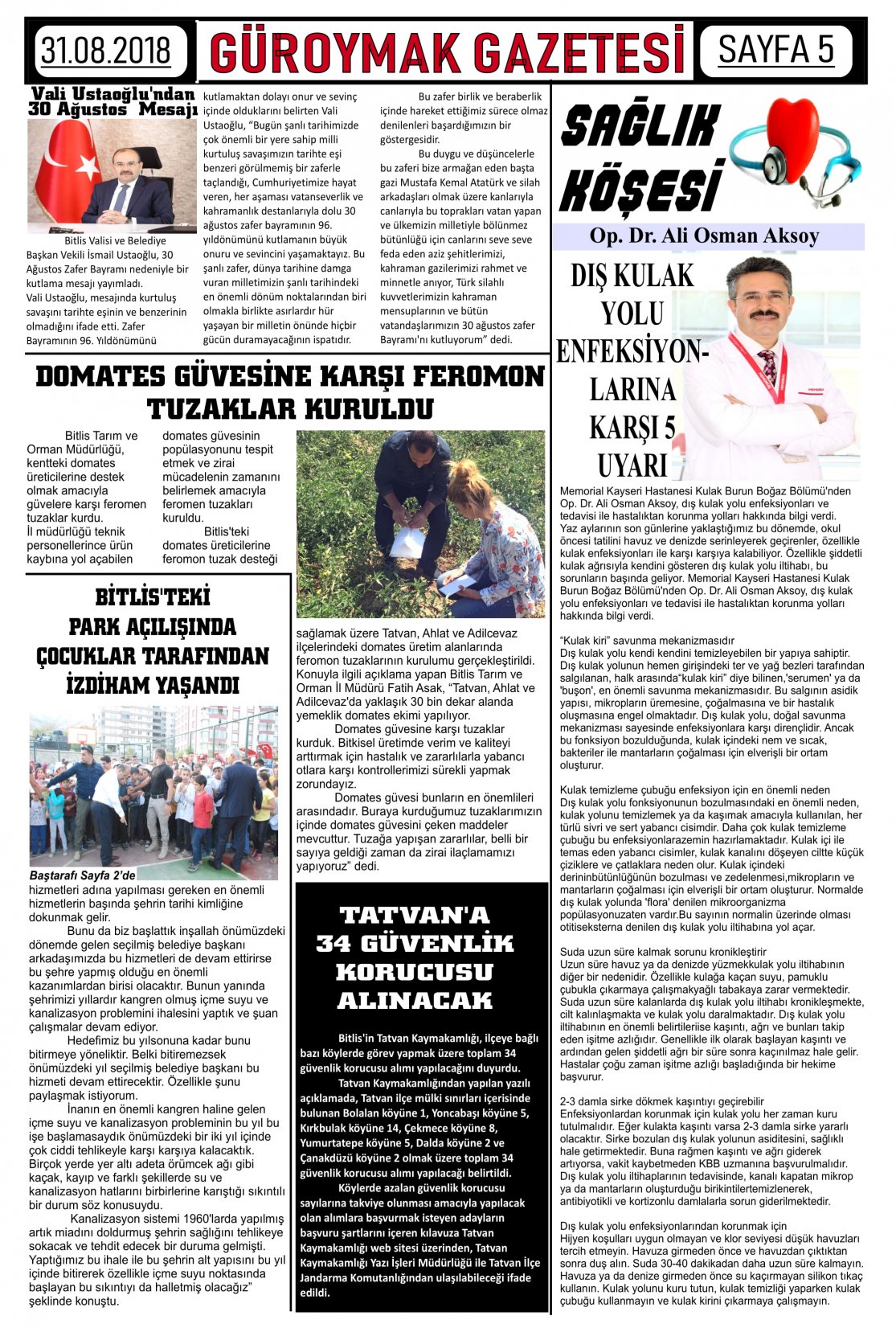 Güroymak Gazetesi  Sayılı Gazete Küpürü