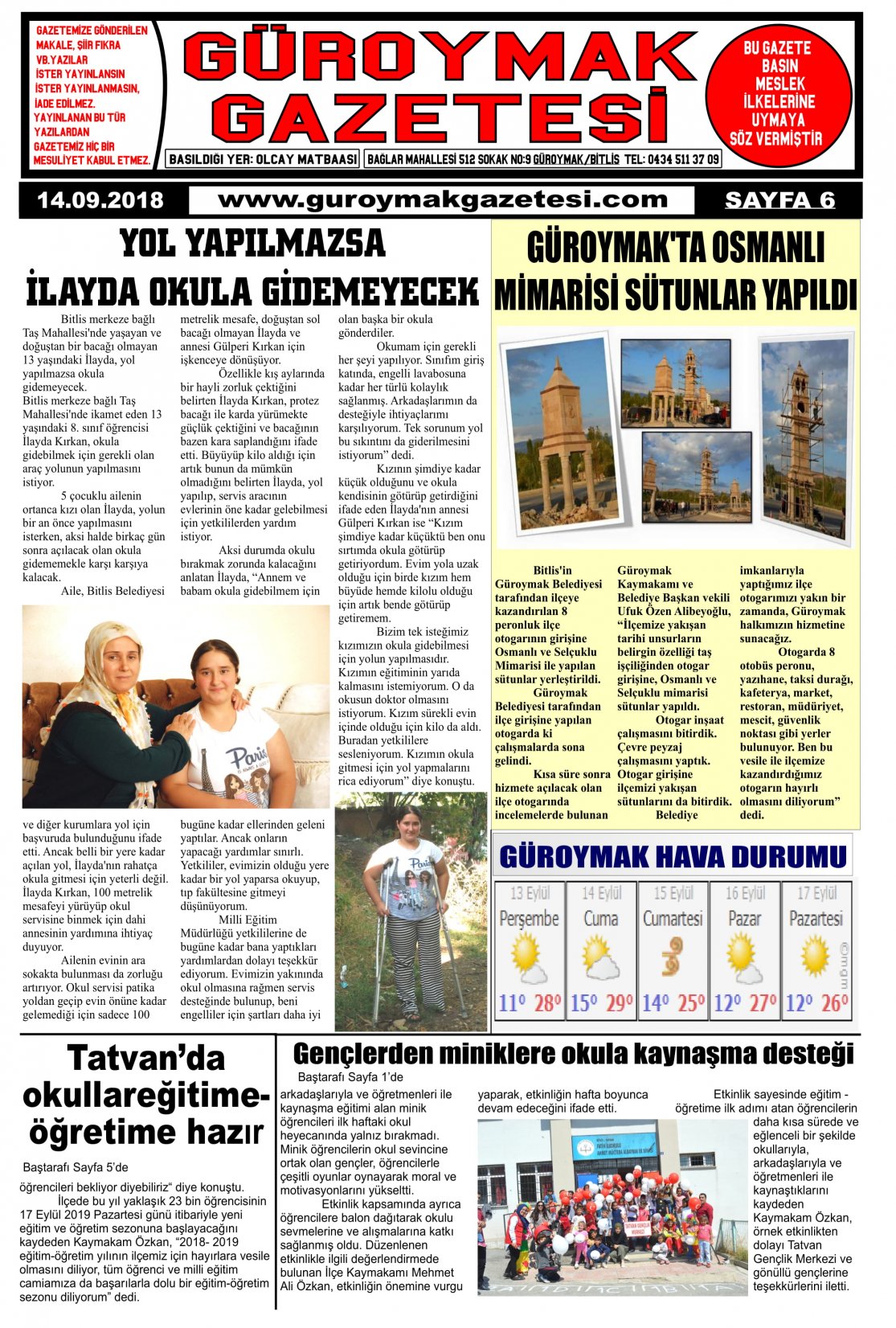 Güroymak Gazetesi  Sayılı Gazete Küpürü