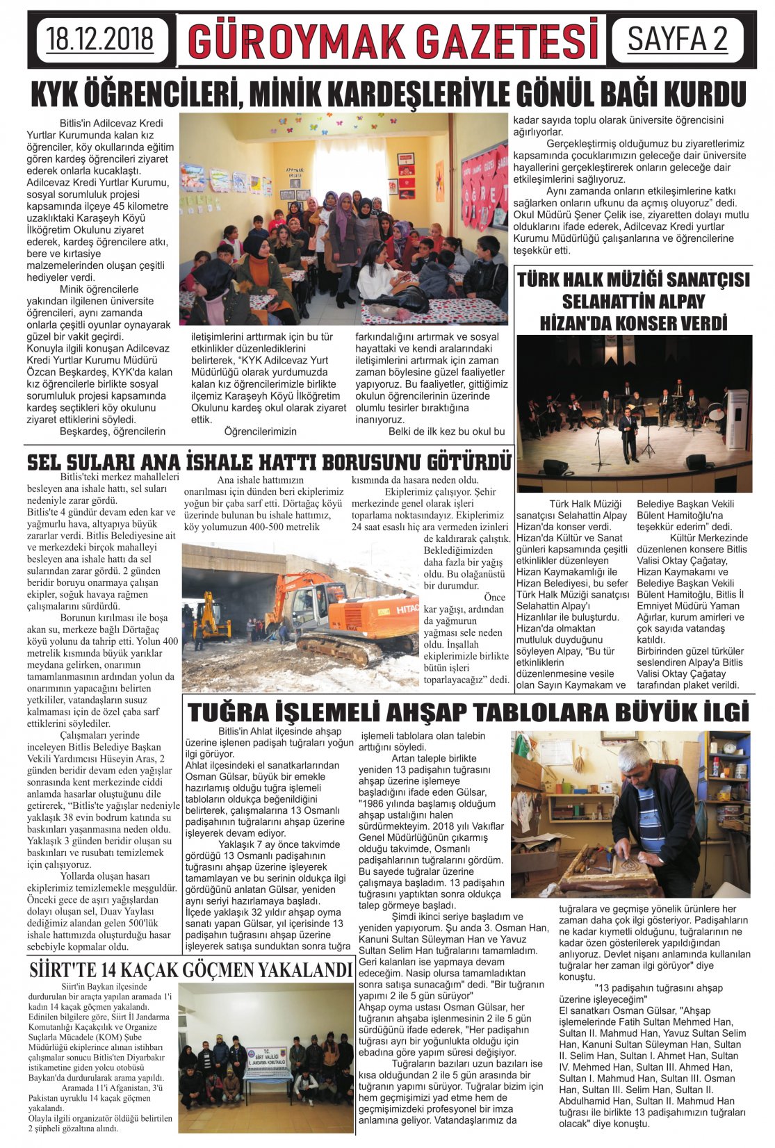 Güroymak Gazetesi  Sayılı Gazete Küpürü