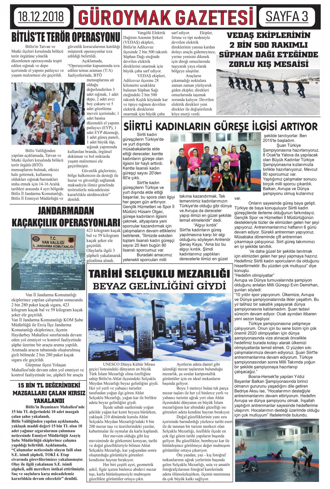 Güroymak Gazetesi  Sayılı Gazete Küpürü